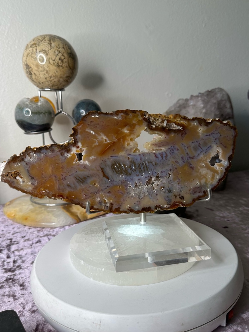 Beige Druzy Agate Slice BDA01